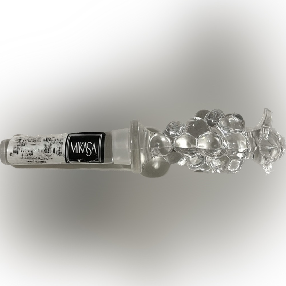 🔴NWT Wine Stopper Mikasa Crystal Fruit Collection Grape & Leaf Diamond Fire